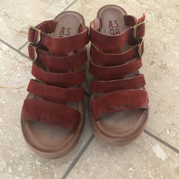 *SOLD* Free People x A.S.98/AS98 leather wedge platform sandals with buckles - Picture 4 of 14